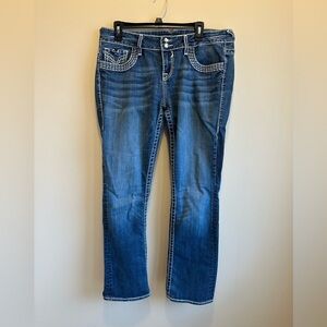 Vigoss The Chelsea Ladies Slim Boot MidRise Jeans 5 Pockets Embellishments 13/14